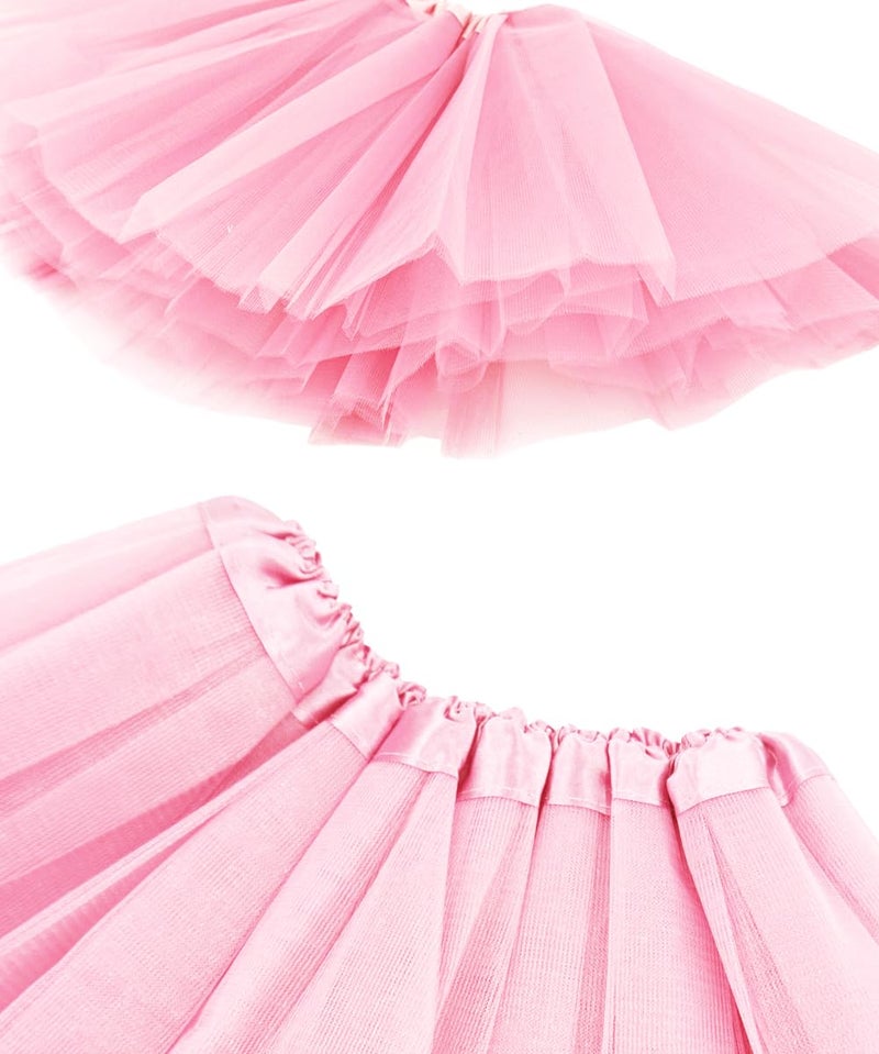 BGFKS 5 Layered Tulle Tutu Skirt for Girls with Hairbow, Ballet Dressing Up Kid Tutu Skirt (Pink, 2-8 Years Old) - Image 4